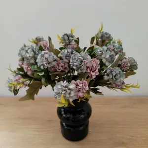 9-Kopf künstliche Blumenstrauß Seide Lavendel Chrysantheme für Heimtextilien DIY Blumenarrangement