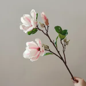 Künstlicher Magnolienblütenzweig, realistische Seidenblume für Heim- und Hochzeitsdeko.