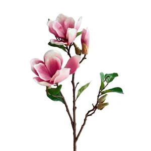 Künstliche Magnolienblüte Zweig rosa Seidenblume für Wohnzimmer Hochzeit Dekoration Neu