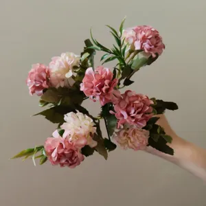 9-Kopf Künstliche Ball Chrysantheme Seidenblume Blumenstrauß DIY Hochzeit Heimtextilien