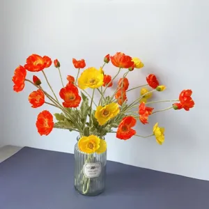 Artificial poppy flower bouquet silk floral arrangement home decor photography props