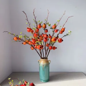 rami di melograno artificiali decorazione, grandi steli di frutta finta per interni domestici e vetrine.