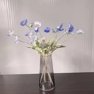 Artificial Silk Poppy Flowers Flocked Fake Floral Home Decor Photography Props Vase