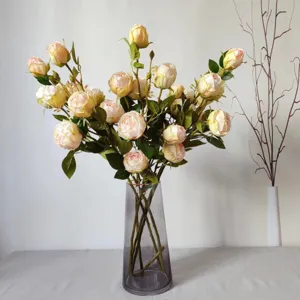 Artificial rose flowers bouquet silk floral arrangement for home decor photography props