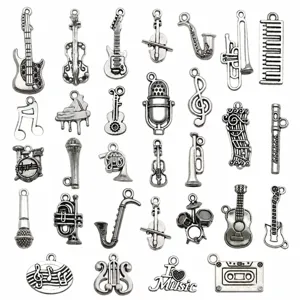 Antique Silver Alloy Music Instruments Notes Charms DIY Bracelet Necklace Earrings Pendants Jewelry Making Accessories