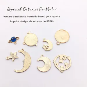 8pcs DIY Alloy Charms Pendants Moon Star Planet Gold Jewelry Making Accessories Set