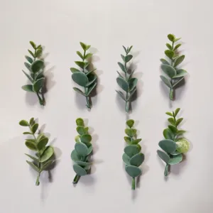Artificial green eucalyptus leaves for DIY crafts, wedding corsages, floral arrangements.