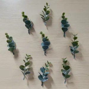 Artificial eucalyptus green leaf details, DIY craft artificial floral arrangement pieces.