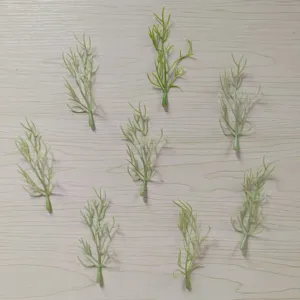 Green artificial plastic fern leaves stems for DIY crafts, corsage and hat decoration 7pcs