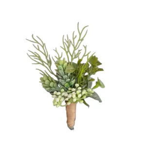 Künstliche Eukalyptus Ansteckblume Hochzeit Bräutigam Korsage Blumendekor Party