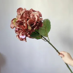 Artificial hydrangea flower retro silk floral stem home decor wedding arrangement
