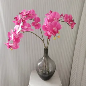 Detail view of 6-head touch feel artificial phalaenopsis orchid silk flower for home decor.