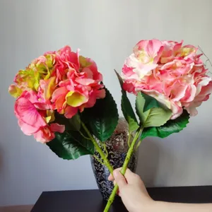 Artificial hydrangea silk flower bouquet for home decoration, wedding and living room display.