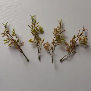 Artificial green leaf branches PVC small plants DIY craft corsage hat decoration accessories