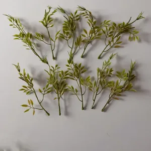Green PVC artificial small leaves for DIY floral arrangement, corsage and hat decoration.