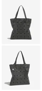 Grey geometric lattice shoulder bag minimalist fashion large capacity women tote bag new