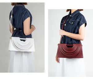 Stylish women's messenger bag with unique pleated arch design for daily chic look.