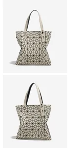 Minimalist geometric lattice tote bag, elegant white shoulder bag for women daily fashion.