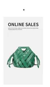 Green woven leather shoulder handbag with unique triangle handle and magnetic closure.