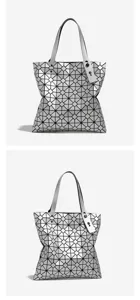 Fashion geometric lattice shoulder bag stylish large capacity tote bag for women spring summer