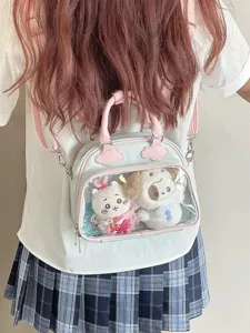 Cute transparent ita bag mini crossbody shoulder bag for anime plush doll window display
