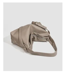 Minimalist soft leather shoulder bag for women, large capacity stylish hobo tote.