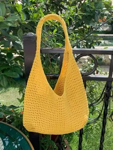 Borsa hobo in crochet giallo borsa a tracolla lavorata a maglia borsa tote estiva donna