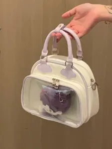 Cute white purple transparent ita bag for anime dolls clear handbag crossbody shoulder bag