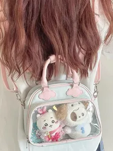 Cute Japanese style transparent ita bag cloud crossbody bag for dolls and plush toys