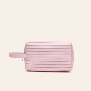 Pink travel toiletry bag large capacity portable cosmetic pouch for women waterproof makeup storage