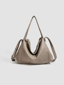 Women's Fashion Soft PU Leather Tote Bag Large Capacity Minimalist Casual Shoulder Bag Top Handle Crossbody Handbag