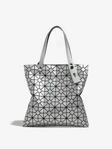 Women's Fashion Minimalist Geometric Lattice Shoulder Bag Large Capacity Tote Bag Casual PU Leather Handbag For Daily Commute