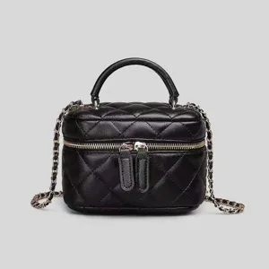 Fashion Quilted Chain Crossbody Bag PU Leather Mini Shoulder Handbag Top Handle Square Bag For Women Daily Street Style