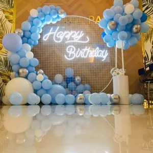 Birthday balloon arch decoration set blue and white party supplies for celebration events