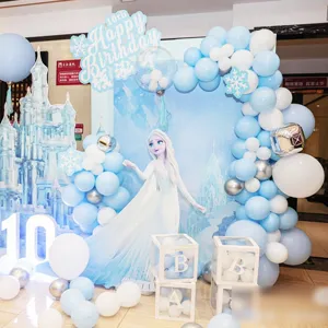 Blue balloon arch kit birthday party decoration frozen theme castle backdrop set supplies