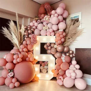 Birthday balloon decoration set party arch background light up number 5 setup props