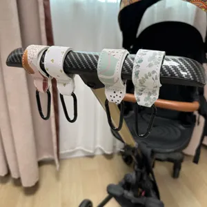 Ganchos para carrito de bebe de cuero PU colgador bolso panal 4 piezas accesorios