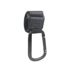 Gancho Universal Carrito Bebe Cuero PU Negro Mosqueton de Metal para Silla Paseo