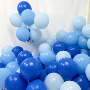 Blue balloon arch kit, 100pcs latex balloons in dark light and macaron blue for parties.