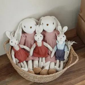Nordic style linen cotton floppy ear rabbit doll plush toy soothing companion lovely rag doll