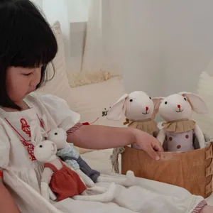 Nordic style cotton linen lop-eared rabbit plush doll child soothing toy and gift