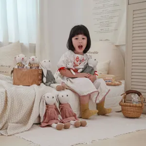 Nordic style cotton linen floppy ear rabbit plush toy cute baby soothing ragdoll gift