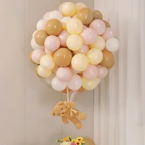 Morandi color balloon set with cute teddy bear pendant for wedding birthday party decoration