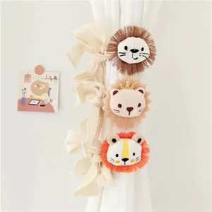 Carini Fermatenda Animali Cartoon Poliestere Cotone Senza Punzonatura Fermagli per Tende Tigre Leone Accessori