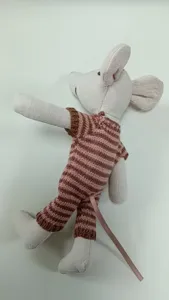 Cotton linen mouse doll miniature plush toy for dollhouse and micro scene decoration