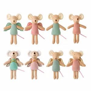 Children Pretend Play Cute Mouse Doll Mini Animal Stuffed Toy Nordic Style Cotton Linen Handmade Toy Kids Room Decor Gift