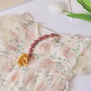 Silikon Schnullerclip Kette für Babys, beruhigender Beißring Anti-Verlust Gurt Halter.
