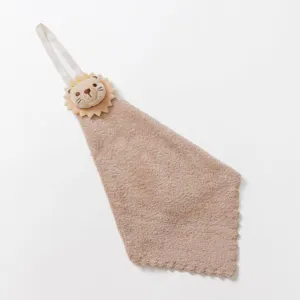 Hanging plush animal decor hand towel, absorbent soft fabric for kitchen and bathroom use.