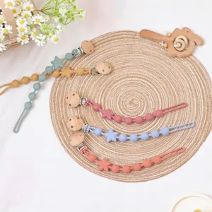 Lebensmittelechtes Silikon Schnullerette Baby Zahnung Kette Anti-Verlust Spielzeug Set