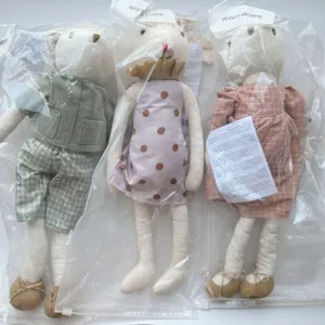 Nordic style linen cotton floppy ear rabbit doll plush toy changeable clothes stuffed doll gift
